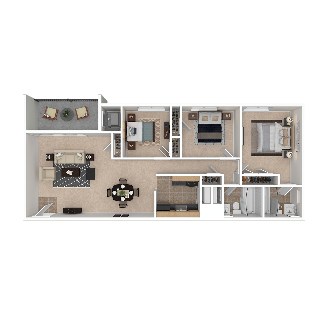 Furnished 3Bedroom Apartment Floor Plan